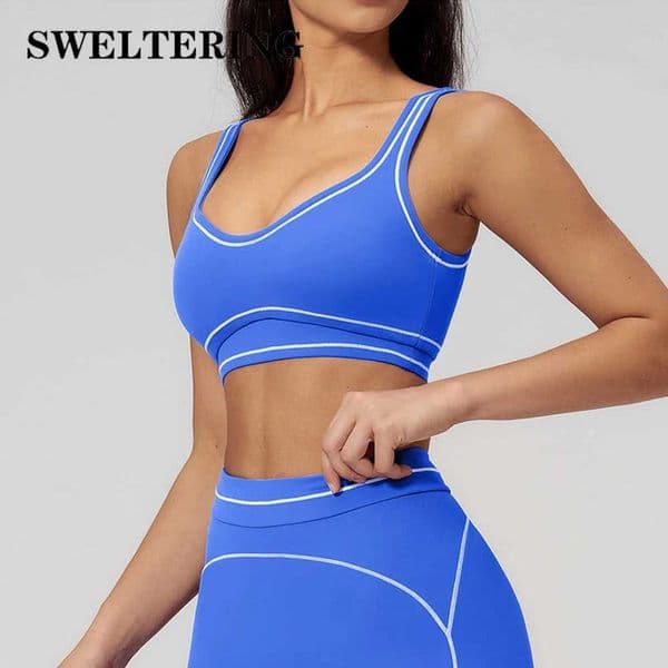 Color Contrast Yoga Bra Women Breathable Gym Fitness Bra Shockproof Sports Underwear Female Workout Bra Push Up Cycling Crop Top Z260415
