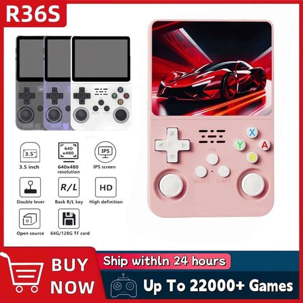 R36S Retro Handheld Game Console 3.5 Inch IPS Screen Preloaded 128GB Games Portable Pocket Player with Linux System 26Y0415