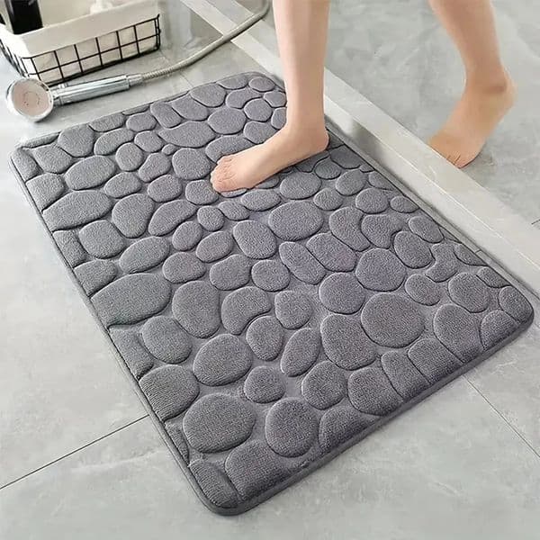 Designer h 3D Non Slip Bathroom Mat Bath Mats Absorbent Doormat Carpet Cobblestone Embossed Door Floor Machine Washable Quick Drying 260306 Free Shipping 88