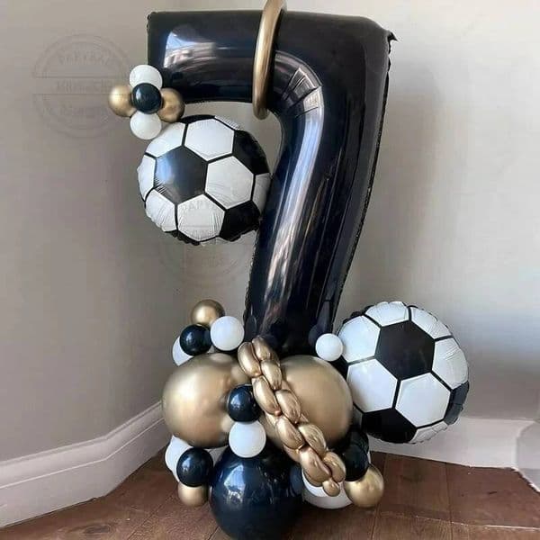 Bestseller 1Set Football Theme Air Balloons 32Inch Black Number Digital Balls For Boys Birthday Party Sports Meet Decorations Balloon Ddmytues