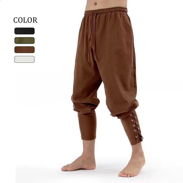 Mens Spring Summer Vintage Mens Medieval Viking Cotton Linen Trousers Halloween Fashion Vintage Mens Bottoms 260414BJ