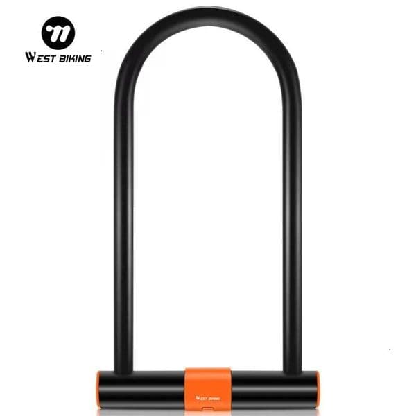 WEST BIKING Carbon Steel Bike U Anti-Theft Secure MTB Road Bicycle Lock Motorcycle Scooter Cycling Accessories