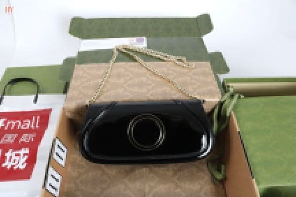 Designer Luxury Womens Blondie Shoulder Bag Cowhide Black Leather Interlocking Chain Crossbody Bag 814952 Best Quality