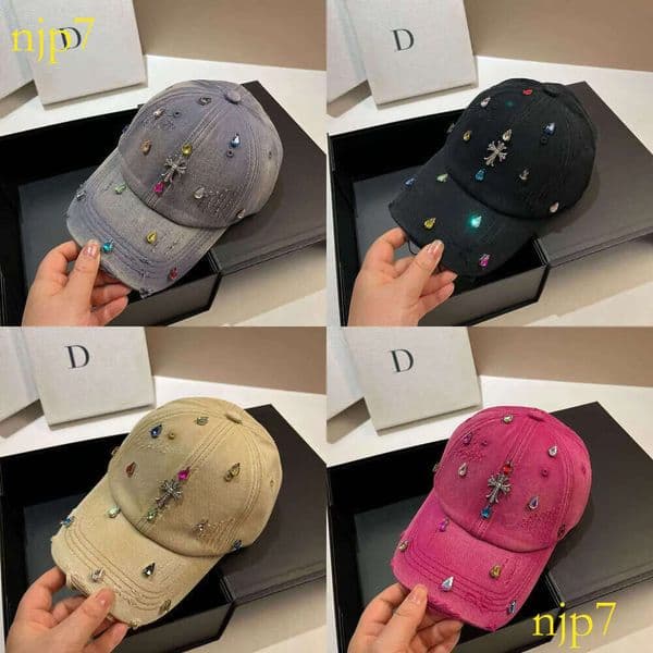 Distressed Multicolor Rhinestone Cross Baseball Cap Women Gothic Hat for Daily Commute & Streetwear thumbnail 2