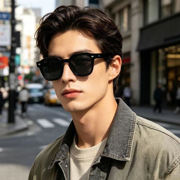 Korean-style fashion studded street style influencer sunglasses, oval high-end driving trendy glasses