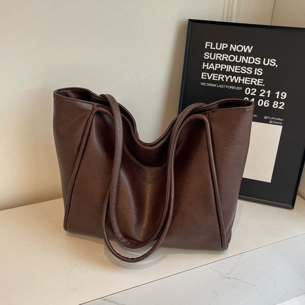 New Fashion Large-Capacity Mommy Versatile Soft Leather Shoulder Bag, Niche High-End Commuter Tote Bag For Women