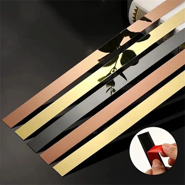 5M Stainless Steel Flat Decorative Line Selfadhesive Furniture Wall Sticker for Ceiling Edge Strip Living Room Decoration 260414