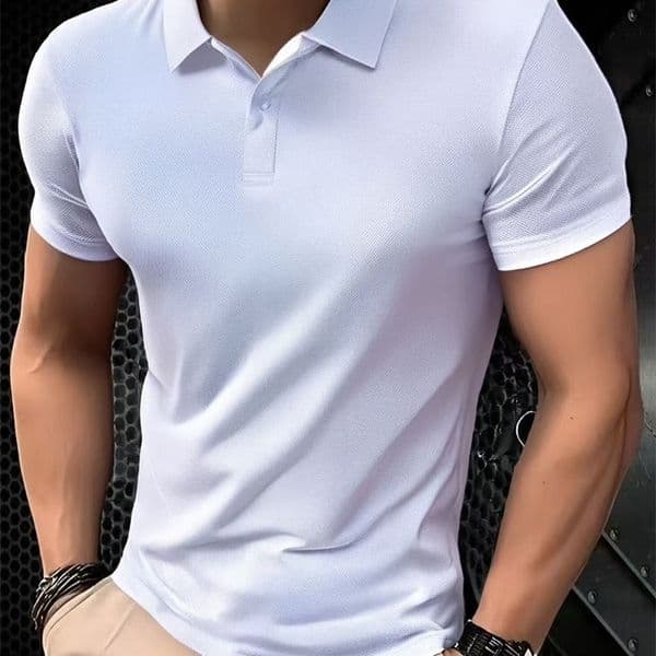 Solid color polo shirt ultralight mens quickdrying breathable sweatwicking suitable for fitness gym and running w260414