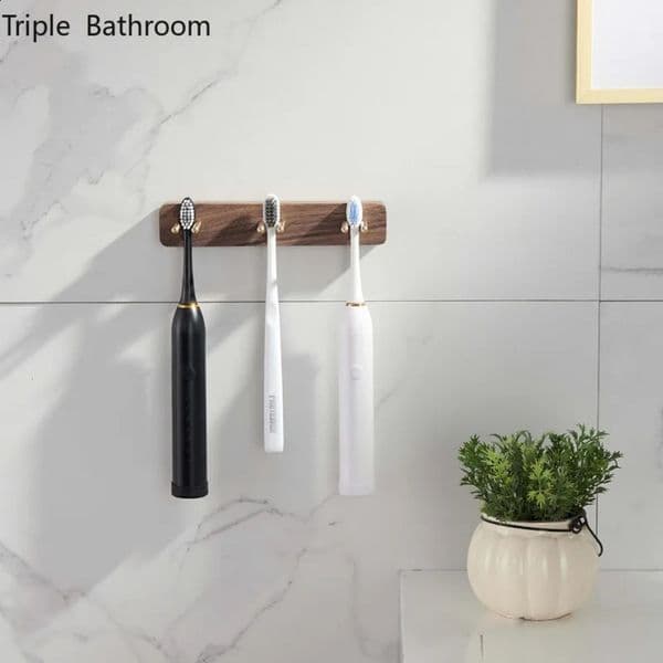 Designer Creative Solid Wood Punch-Free Wall Mounted Tooth Brush Holder Household Toothbrush Tools Bathroom Accessories h 240902 Free Shipping 77