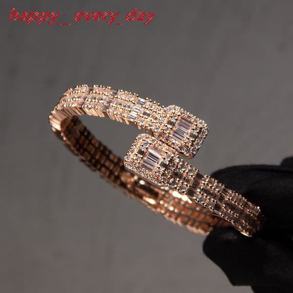 Luxury Hip Hop Men Bracelet 8mm Wide VVS baguette Moissanite Hip-hop Opening Ice Out Moissanite Bracelet