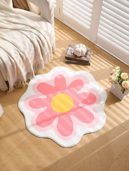 VIKAMA Simple Flower Round Carpet For Home Decoration AntiSlip Mat Living Room And Bedroom Small Areas 260414