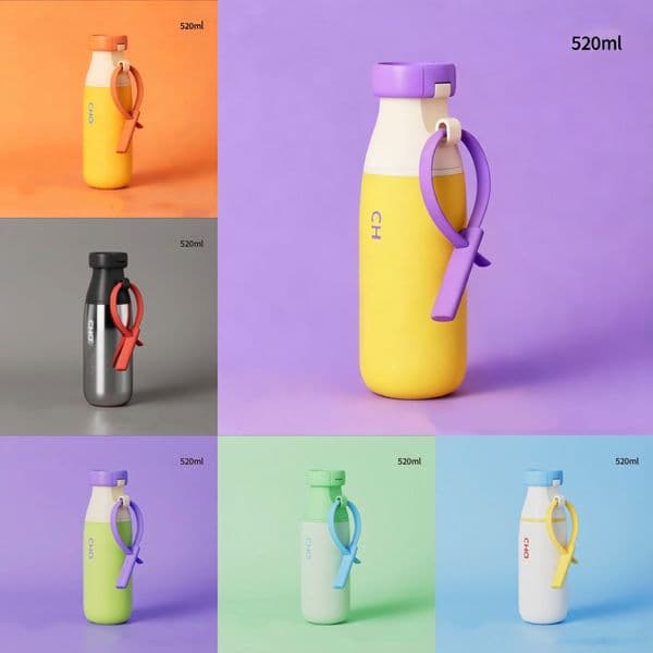 Tumblers 520ml Designer Cute Water Bottle Insulated Car Cup With Straw Stainless Steel Tumbler Double Wall Vacuum Sealed Travel Mugs Coffee