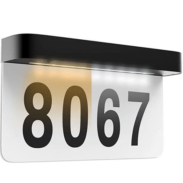 Solar House Number Light Outdoor Waterproof LED Address Sign Lamp Wireless Sunpower Garden Door Decorative Plaque Wall Light