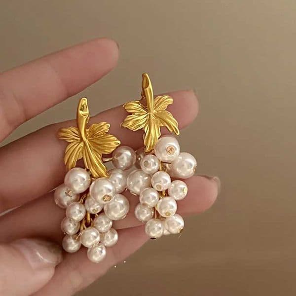 Vintage Pearl Tassel Earrings Luxury Grape Shape Earrings L260415