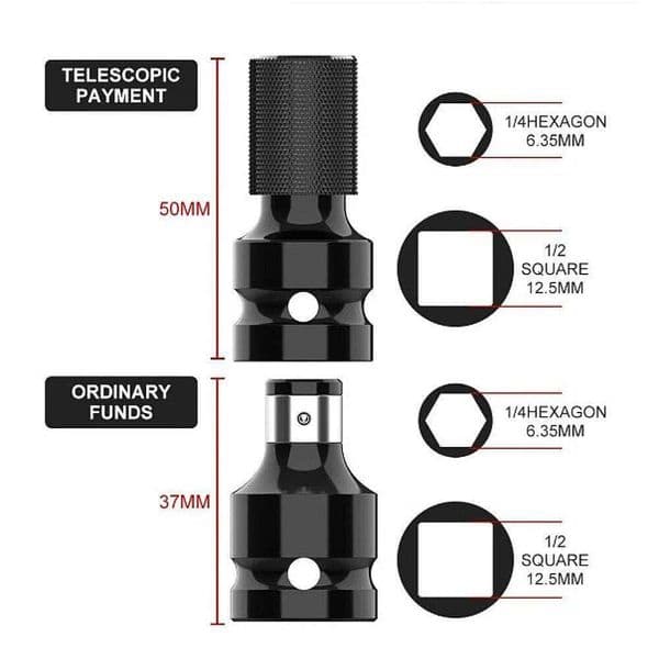Universal Torque Wrench Adapter 1/2 Square to 1/4 Inch Hex Ratchet Socket Converter