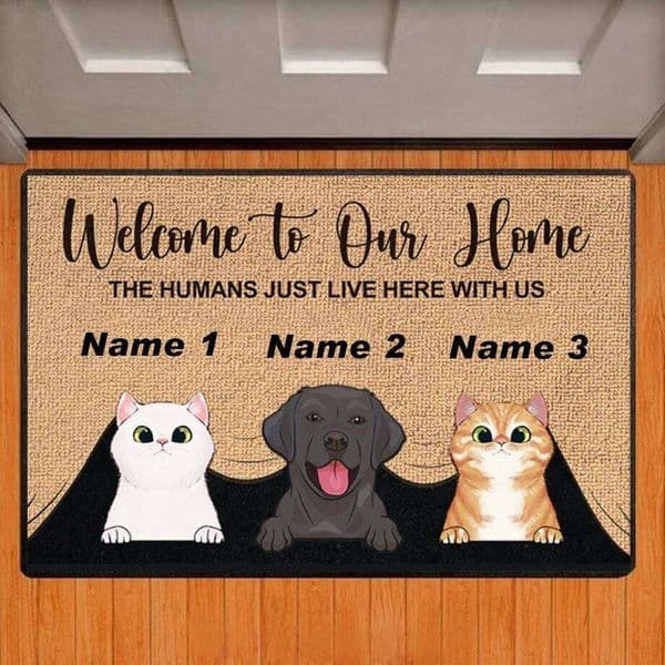 Welcome To Our Custom Dog Cat Name Doormat Rug Personalized Floor Mats Carpet Color All Logo Home Decor Accessory 26Y0415