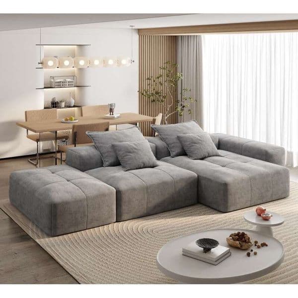 Modern Oversized Modular Sectional Ottoman,seat,chaise lounge and armrest,Sparkling Chenille Fabric Soft Cushion Sofa with 4 Pillows,4 PCS DIY Combination