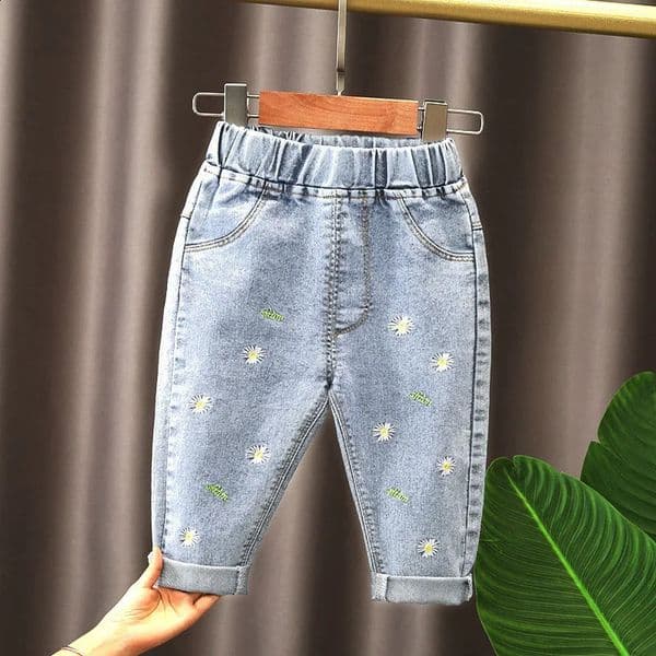 Spring kids girls clothes baby loose straight leg jeans trousers for girls clothing children outdoor all-match denim pants 260415