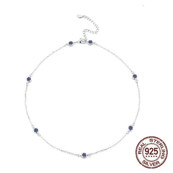 2025 New Arrival 925 Sterling Silver Hypoallergenic Minimalist Blue Zircon Dainty Choker Necklace Trendy Jewelry Gift for Women