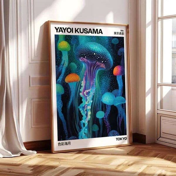 Yayoi Kusama Colorful Canvas Poster Home Decor Print Bold Vibrant Japanese Wall Art for Bedroom, Living Room 26H0415
