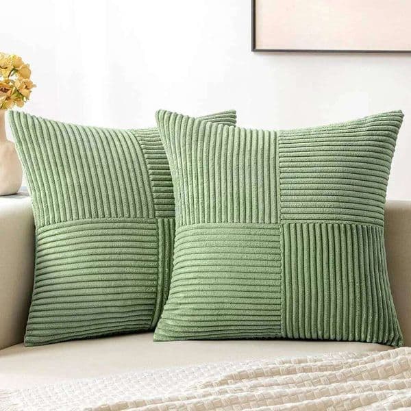 Pillow Case Green Textile Throw Pillow Covers 18x18 Inch for Living Room Couch Bed Sofa Soft Striped Corduroy Square Cushion Case 45x45 Cm 26Y0415