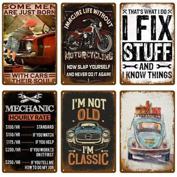 Retro Wall Art Mural Aesthetic Room Home Decor Items Poster Vintage Metal Plate Garage Decoration Tin Sign Plates Bar 26Y0412
