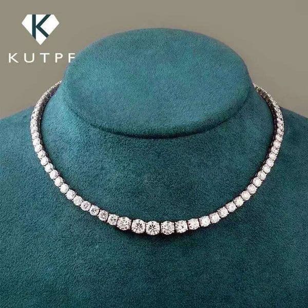 Moissanite Tennis with Certificate 3-5mm Size Gradient Diamond Riviera Necklace S925 Silver Choker for Women