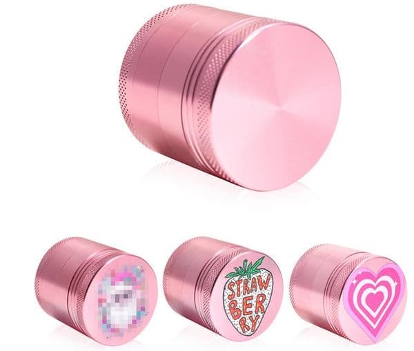 Pink 40mm Heart Aluminum Herb Four Pieces Grinder Girly Smoking Accessories for Tobacco Spice Grinders