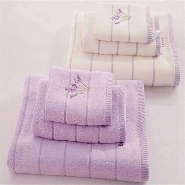 High-Quality Pure Cotton Embroidered Bath Lavender Scented Soft Quick-Drying Highly Absorbent Hand Towel/Face Towel S2642{Category} B2