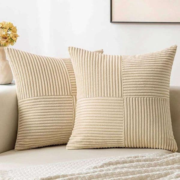 2026 Spliced Throw Corduroy Cushion Beige Solid Pillowcase Home Decor For Sofa perfume Living cologne Room Bed Lumbar Pillow Cover 26Y0415 Free Shipping