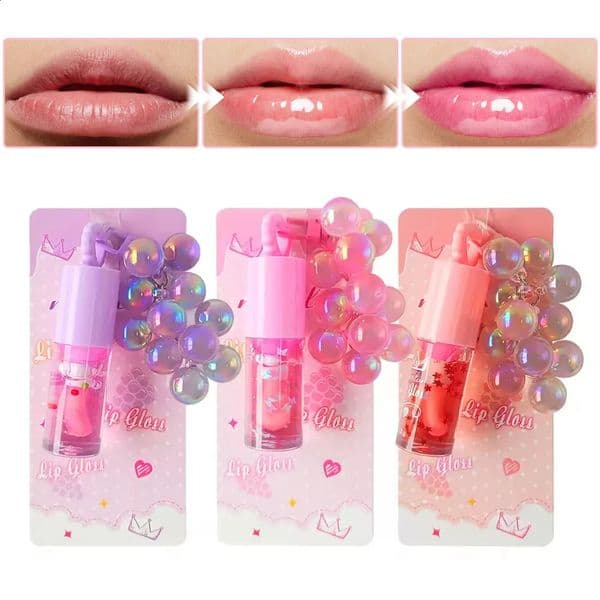 Three color random grape pendant lip oil gloss izing easy to use longlasting waterproof cute gift giving 260415