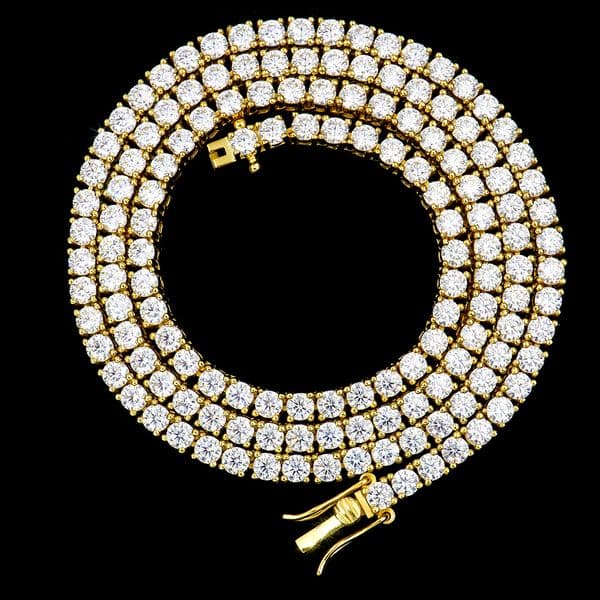 Fashion Hiphop Jewelry Pass Diamonds Test 3mm Gold Plated 925 Silver Ice Vvs Moissanite Tennis Necklace Link Chain 16-24inches