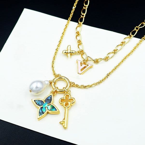 Designer Womens Necklace Fashion Classic Double-layer Pearl Pendant Necklace Cherry Necklace High Quality Jewelry Gift