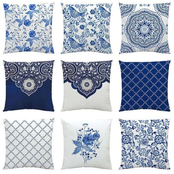 Pillow Case Blue and White Porcelain Printed Pillow Cover, Sofa Cushion Car Cushion, Home Decoration 26Y0415
