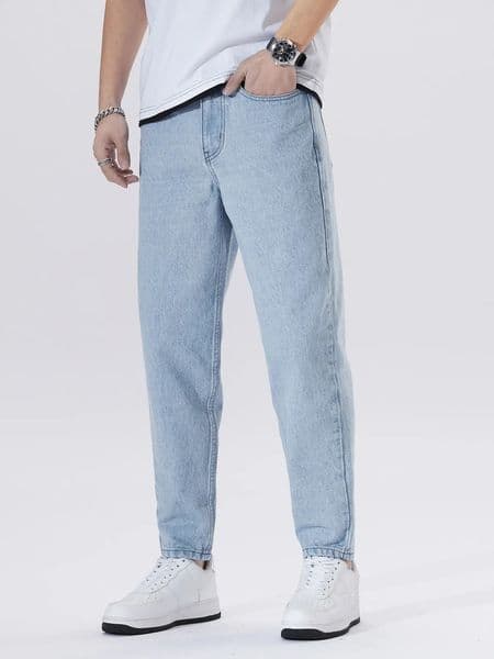 Mens light blue straightleg jeans for spring and autumn trendy casual fresh and fashionable 260402
