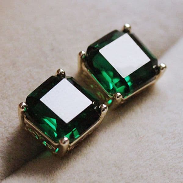 Choucong Simple Fashion Stud Earrings Classical 4 Claw Jewelry 925 Silver Fill Square Emerlad 5A Zirconia CZ Diamond Party Women Crystal Earring For Her Gift