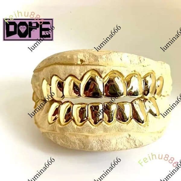 Fine Jewelry Hip Hop Custom 14k Gold Plating Plain Solid 925 Sterling Silver Teeth Grillz