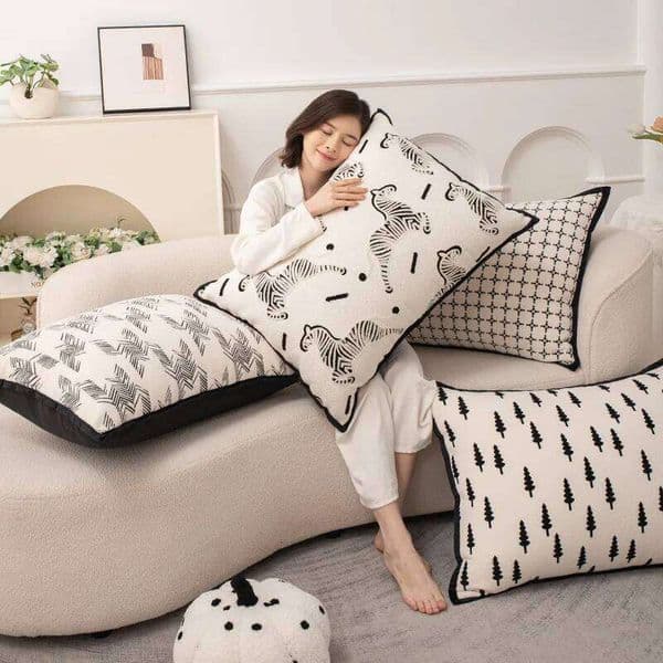 Large Size Throw Pillow 50X50/60X60/50X70 CMCream Stamping Waist Cushion Cover Luxury Decor Home Decorative Pillowcase 26Y0415