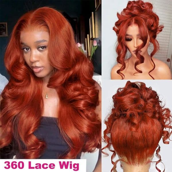 Ginger Orange 13x6 HD Lace Human Hair Wig Soft Copper Hair Body Wave Lace Frontal Wig 13x4 Pre Plucked Glueless Wigs Human Hair Ready To Wear for Women