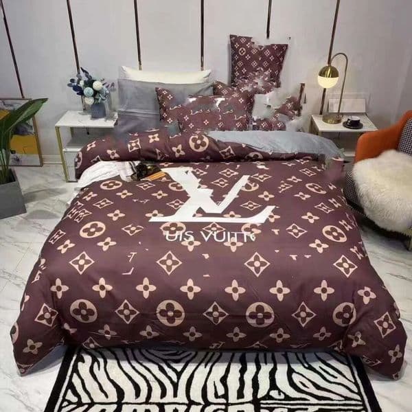 Luxury Designer Bedding Set Designer Classic Letter Print Dark Down Pillowcase 4Pcs Set Pure Cotton Large Duvet Cover 1.5M 1.8M Bed art Free Shipping 5