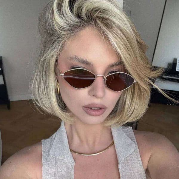 Fashion Female Small Polygon Sunglasses Women Brand Metal Frame Eyeglasses Uv400 Protection Shades Laotie Laotie