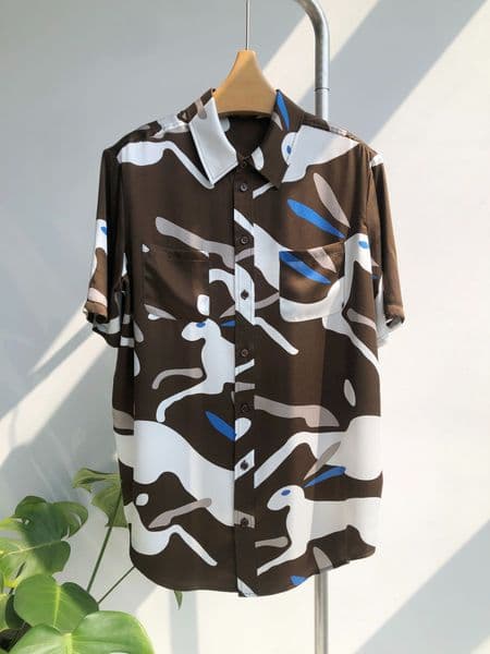 Spring Summer Multicolor Print 100% Silk Short Sleeve Lapel Neck Buttons Single-Breasted Top Shirts WS6A15 Check Size Chart Please