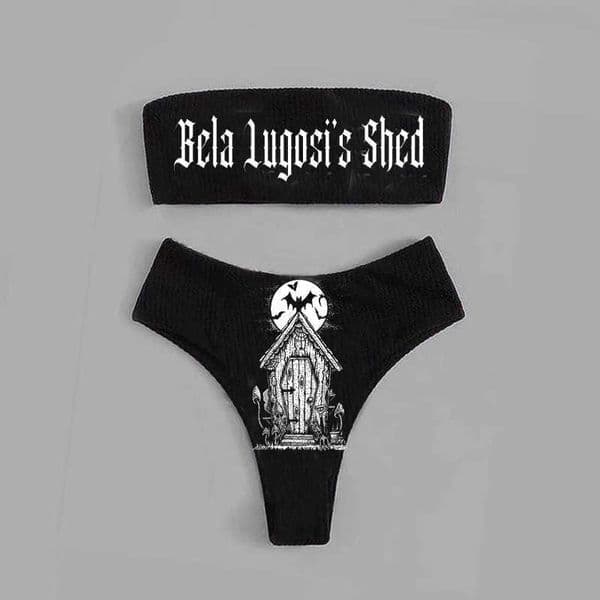 New Funny Dark Punk Bikini Offset Printing Sexy Bra Swimwear Female H260414 AYG0
