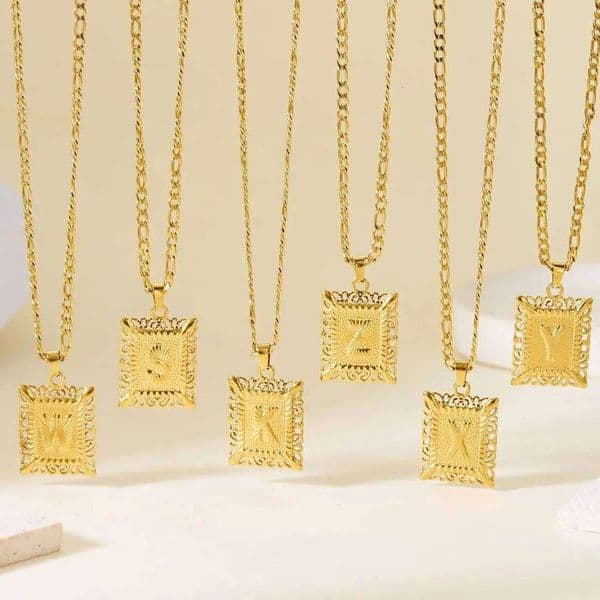 Stainless Steel Initial Letter For Women Men 2025 New Stylish Square Pendant Necklace Birthday Party Jewelry Gifts