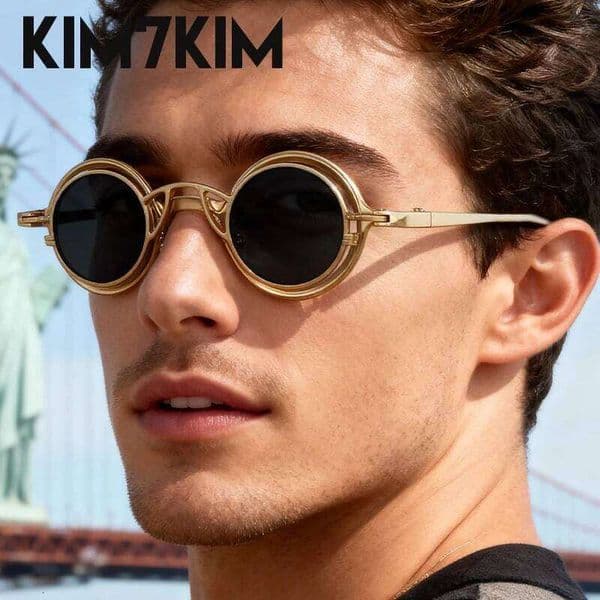 Steampunk Round Clip On Removable Sunglasses Men 2026 Luxury Brand 2 In 1 Pure Metal Frame Punk Sunglass For Male Vintage Shades 26Y0415