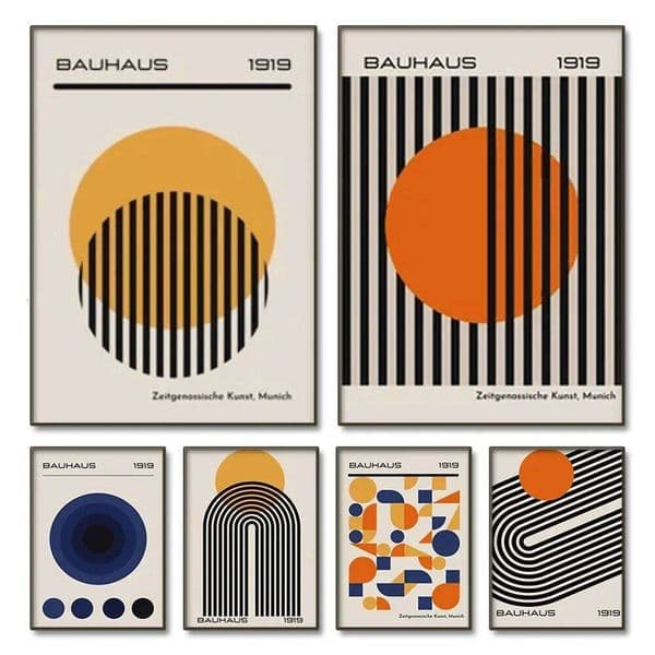 Mid Century Modern Bauhaus Abstract Geometric Posters Wall Art Canvas Painting Prints Pictures Gallery Living Room Interior Home 26H0416