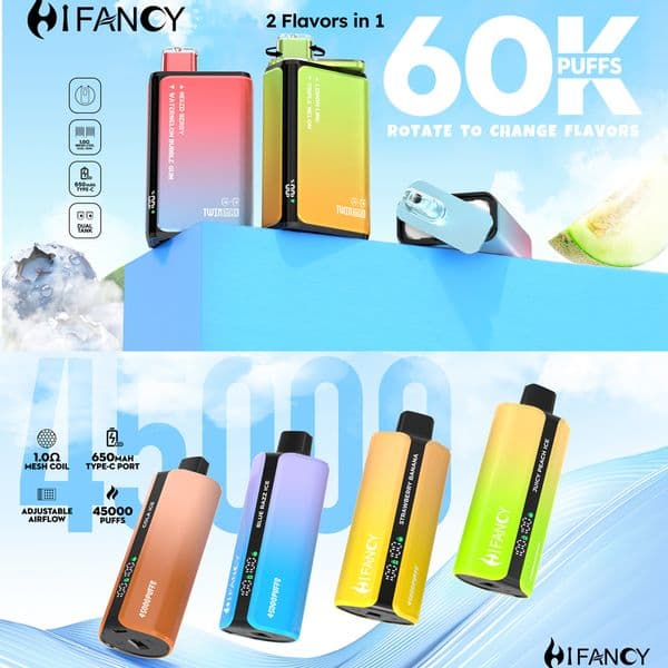 EU Warehouse HiFancy vape Dream 45000 puffs bar Mesh Coil electronic cigarette disposable vape puff 60k puff 50k vaper desechable tornado vape E Cigarette