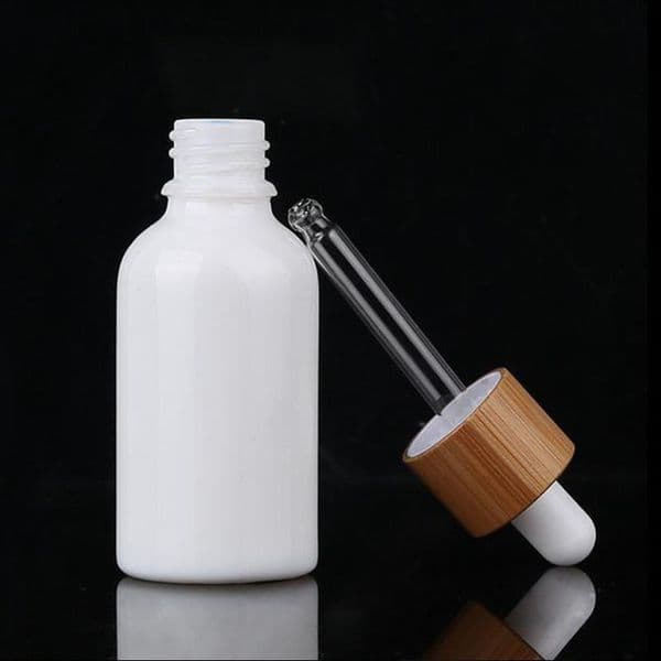 10ml Opal White Glass Dropper Bottle 15ml 30ml 50ml 100ml with Bamboo 1OZ Wooden Essential Oil Bottles Porcelain 100pcs