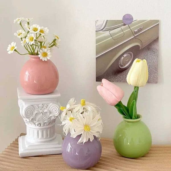 Mini Ceramic Glaze Vase Multi Colored Vasen Ornaments Hydroponic Desktop Flower Pot Bathroom Fragrance Bottle Decoration L260516