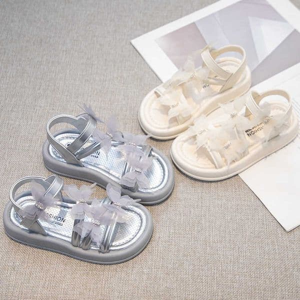 Girls Sandals Little Girls Princess Shoes 2025 Summer New Open Toe Childrens Beach Shoes Soft Sole Medium and Large Childrens Shoes S260415